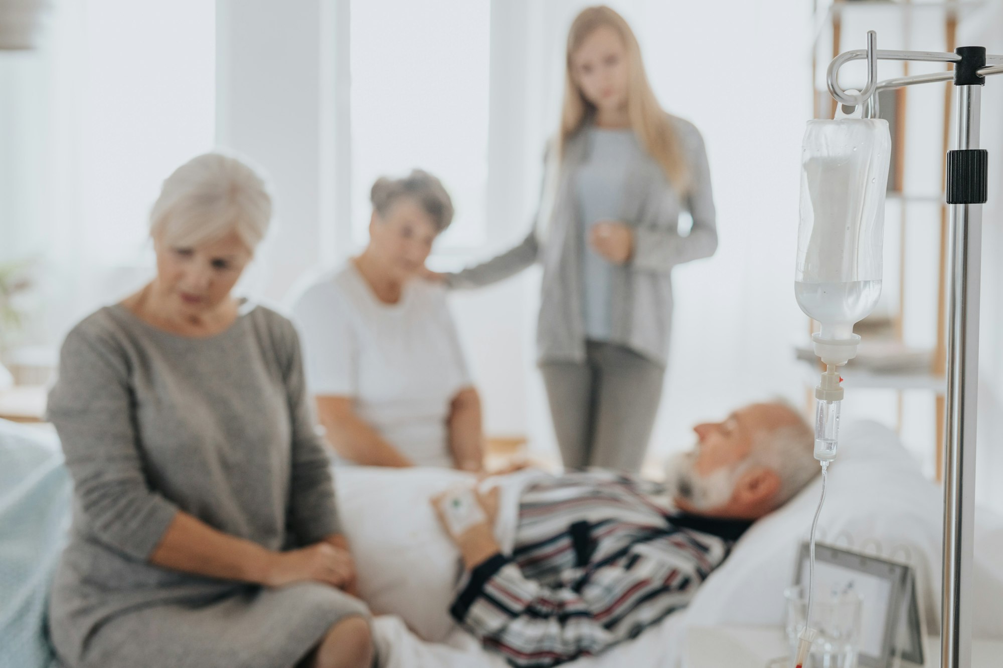 Sad family in hospital